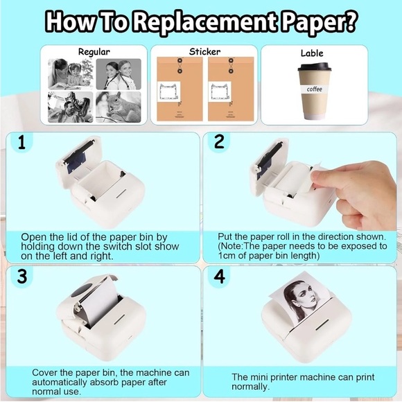 White Portable Mini Printer - Picture 7 of 7